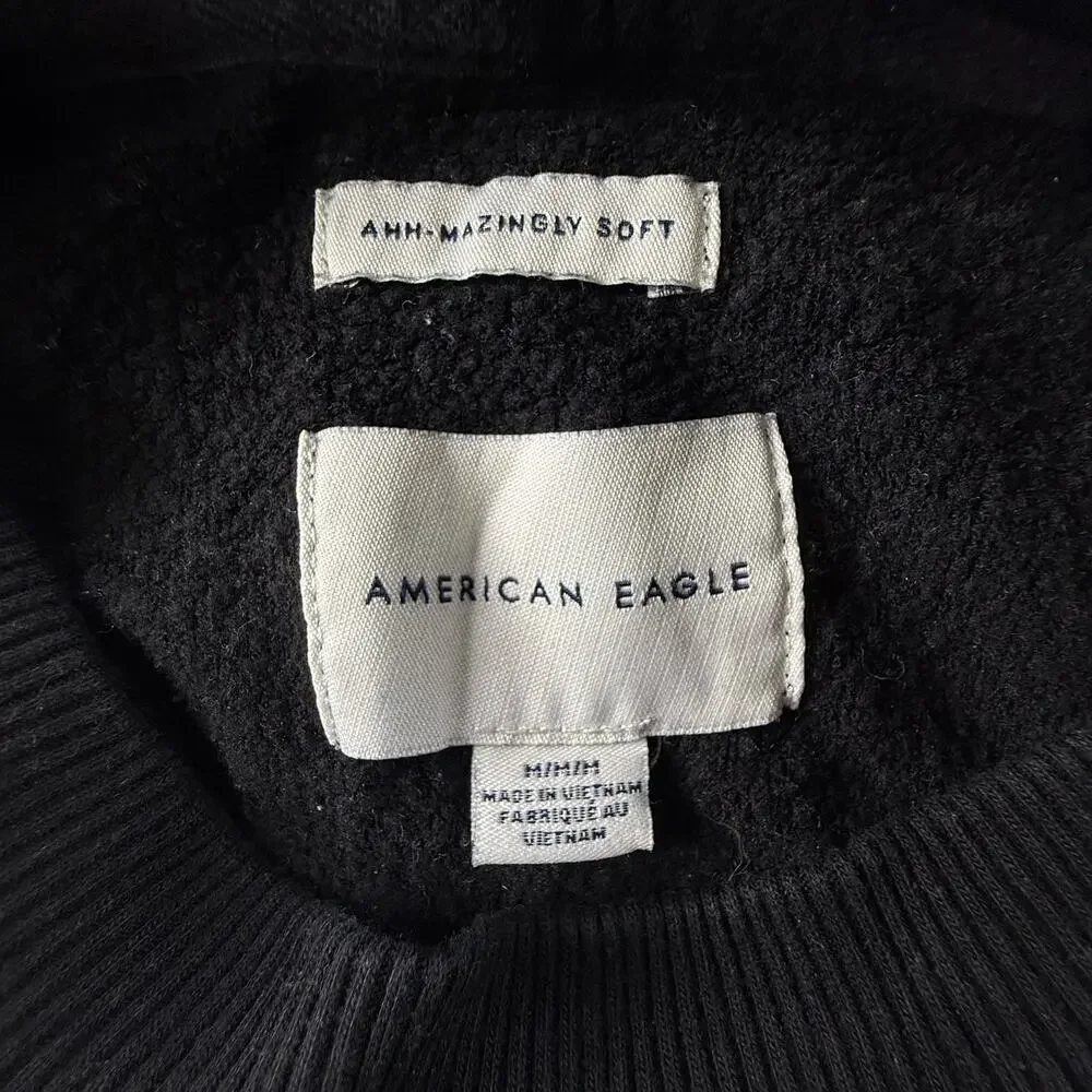 American Eagle Ahh-Mazingly Soft Cropped Sweater Women's Size Medium Black